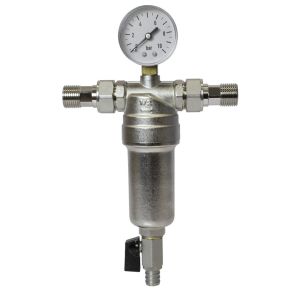 Фильтр самоочищающийся 1/2'' нар/нар с манометром VRT