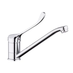 Смеситель для кухни 40к F4954 FRAP МЕДИЦИНСКИЙ (плоск.длин.пов. излив, п/гайку, хром, латунь)