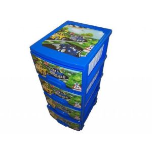 Комод ДЕКОР 4 ярус Машинки голубой В95*Ш38*Г47