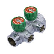 Коллектор 1''x3/4'' (евроконус) с регулировочными вентилями для подачи водоснабжения VRT (2 вых)