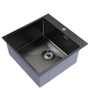 Мойка настол.монтаж 50х50 (2,0) вып 3 1/2  MIXLINE PRO 20см с сифоном (черный графит НАНО декор)