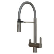 Смеситель для кухни 35k MIXLINE MLSS-0401 серый гиб. излив магнит, подкл.к фильтру, п/гайку САТИН