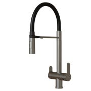Смеситель для кухни 35k MIXLINE MLSS-0401 черный гиб. излив магнит, подкл.к фильтру, п/гайку САТИН