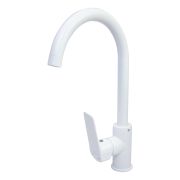 Смеситель для кухни 35k MIXLINE ML15-031W высокий излив б/отв боковая п/гайку (без подводки) БЕЛЫЙ