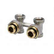 Узел нижнего подключения 1/2x3/4ЕК угловой двухтруб VRT