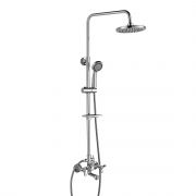 Смеситель Rossinka Q02-46 для ванны и душа с регулируемой высотой штанги, поворотным изливом и лейкой «Тропический дождь»