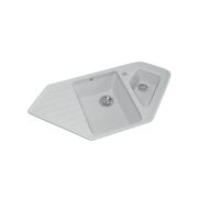 Мойка ML-GM25 угловая двухчашевая с крылом, серая (310), 500*970*200мм