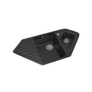 Мойка ML-GM25 угловая двухчашевая с крылом, черная (308), 500*970*200мм