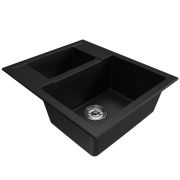 Мойка ML-GM21 двухчашевая, ультра-черная (344), 500*600*190мм NEW