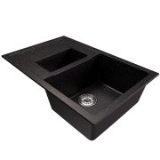 Мойка ML-GM22 двухчашевая с крылом, черная (308), 770*500*195мм