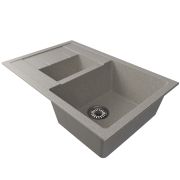 Мойка ML-GM22 двухчашевая с крылом, серая (310), 770*500*195мм