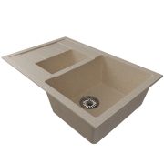 Мойка ML-GM22 двухчашевая с крылом, бежевая (328), 770*500*195мм