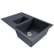 Мойка ML-GM22 двухчашевая с крылом, антрацит (343), 770*500*195мм