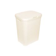 Корзина д/белья с крышкой 60л РОТАНГ слоновая кость